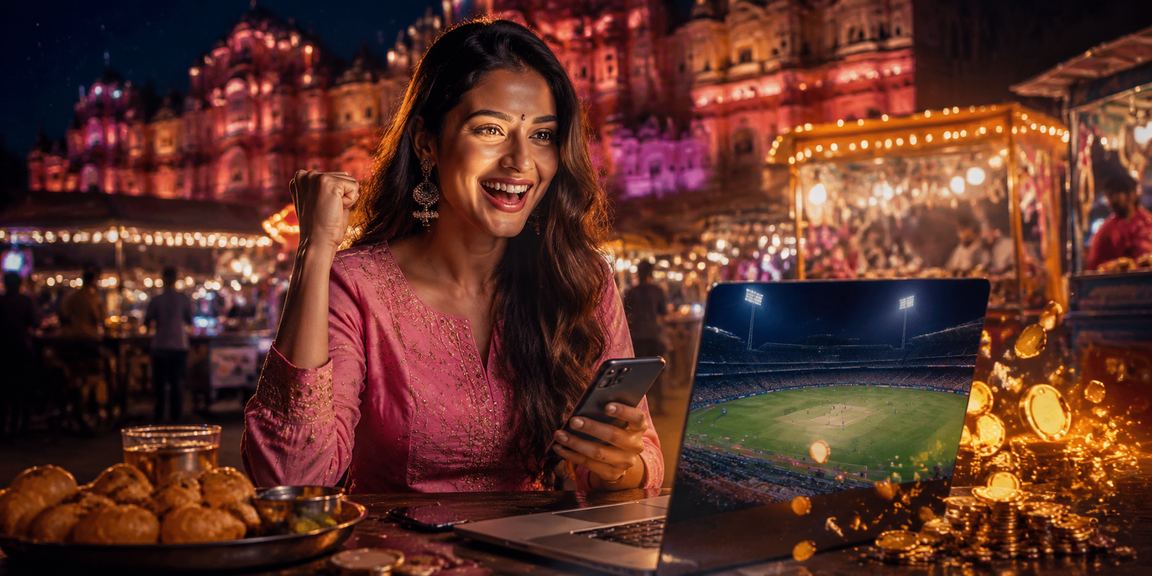 Night market scene representing sports betting and activity in India
